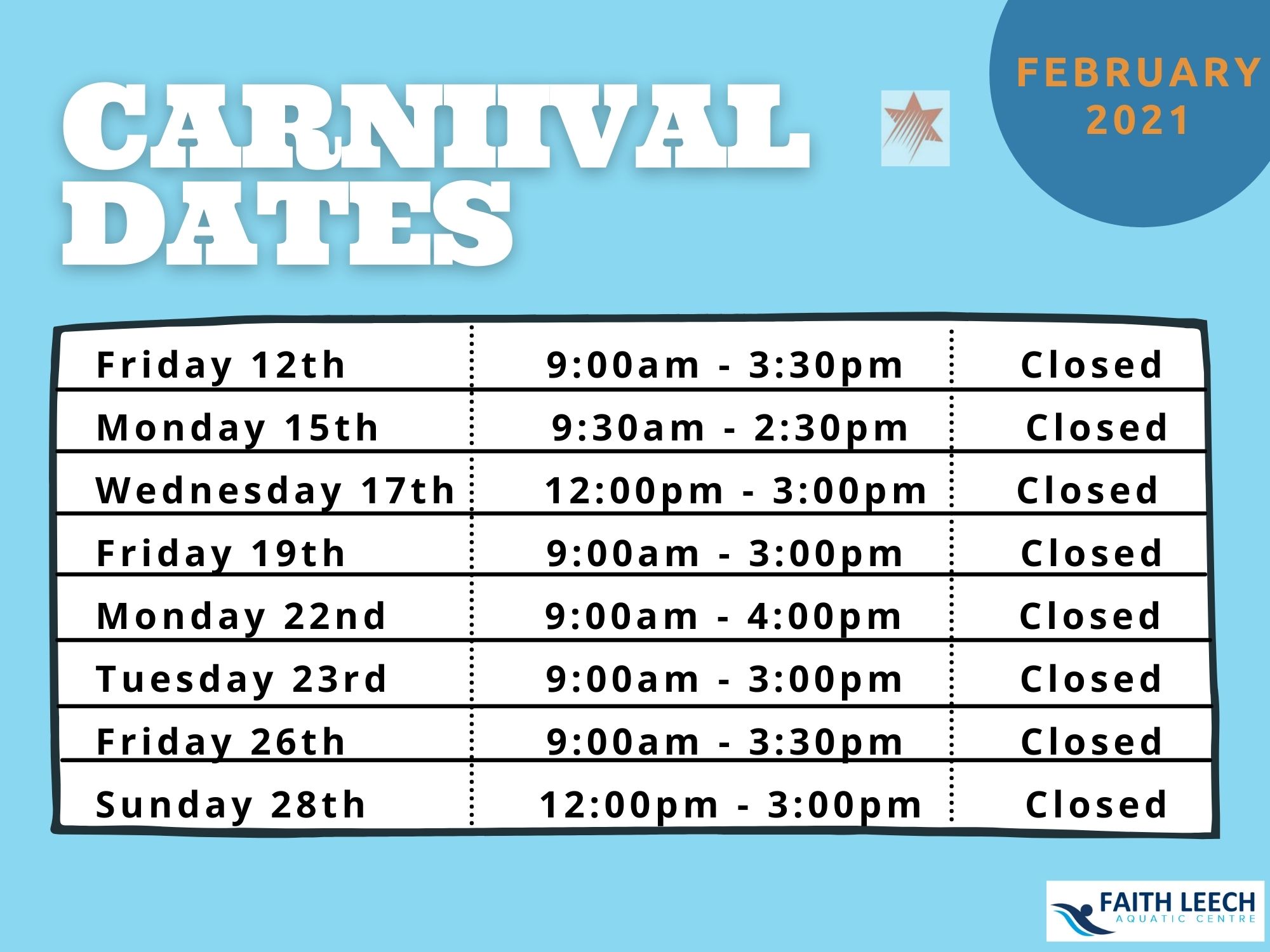Lap Lane Availability Faith Leech Aquatic Centre
